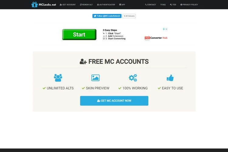 150 plus Free Minecraft Accounts List 2023: MCLeaks.net